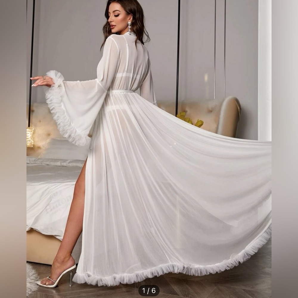 Trumpet Sleeve Belted Sleep Robe